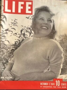 1945 Life Magazine October 1, 1945 - June Allyson Cover